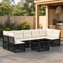 vidaXL Garden Lounge Set 7 Pieces Black Poly Rattan