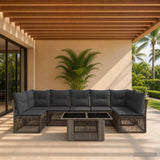 vidaXL Garden Lounge Set 7 Pieces Black Poly Rattan