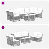 vidaXL Garden Lounge Set 7 Pieces Black Poly Rattan