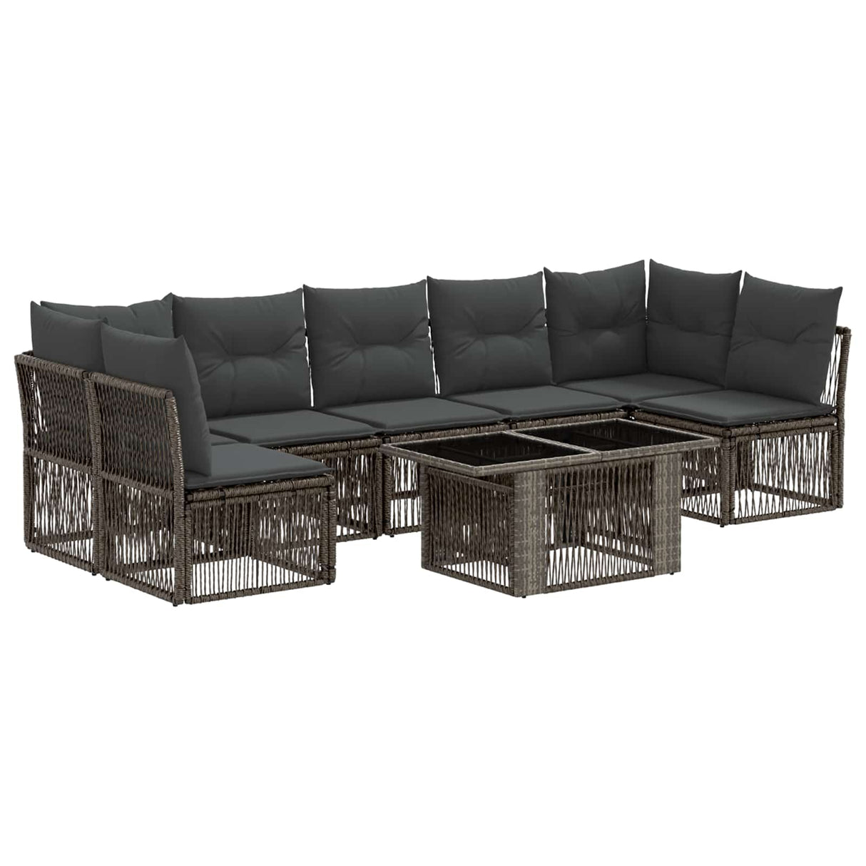 vidaXL Garden Lounge Set 7 Pieces Black Poly Rattan