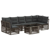 vidaXL Garden Lounge Set 7 Pieces Black Poly Rattan