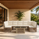 vidaXL Garden Lounge Set 7 Pieces Black Poly Rattan