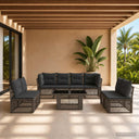 vidaXL Garden Sofa Set 9 pcs Black poly rattan