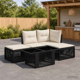vidaXL Tuinbank Set 5 st Zwart poly rattan