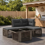 vidaXL Tuinbank Set 5 st Zwart poly rattan