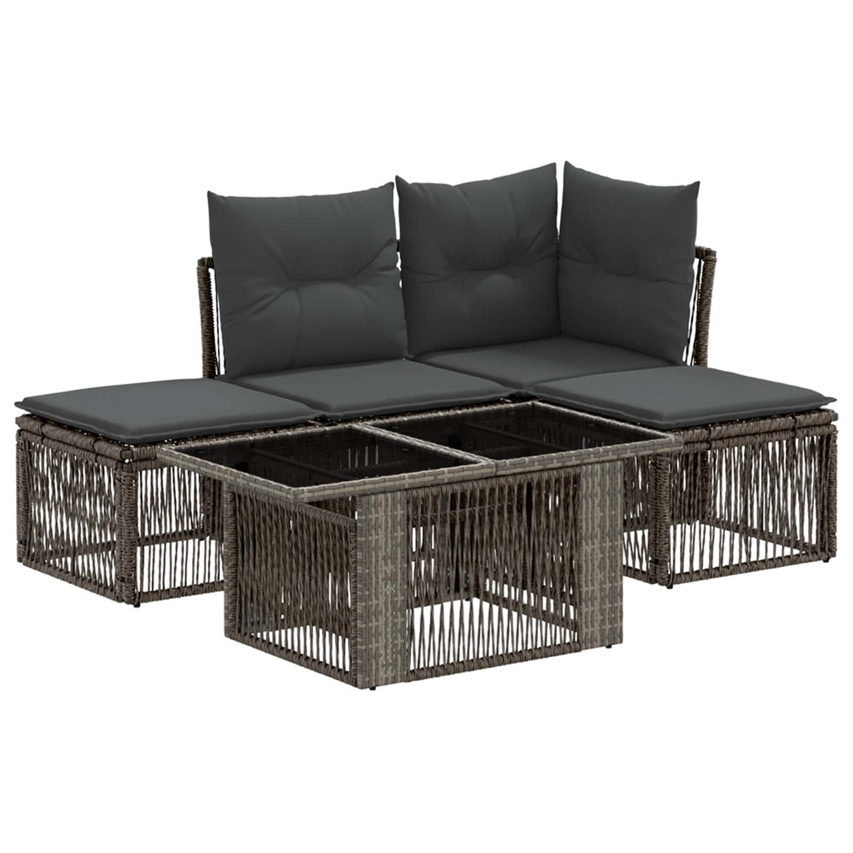 vidaXL Tuinbank Set 5 st Zwart poly rattan