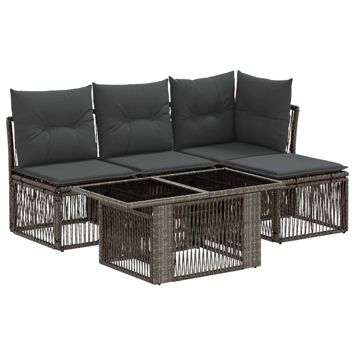 vidaXL Tuinbank Set 5 st Zwart poly rattan