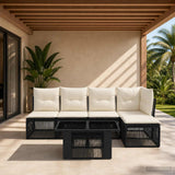vidaXL Tuinbank Set 6 st Zwart poly rattan