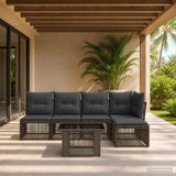 vidaXL Tuinbank Set 6 st Zwart poly rattan