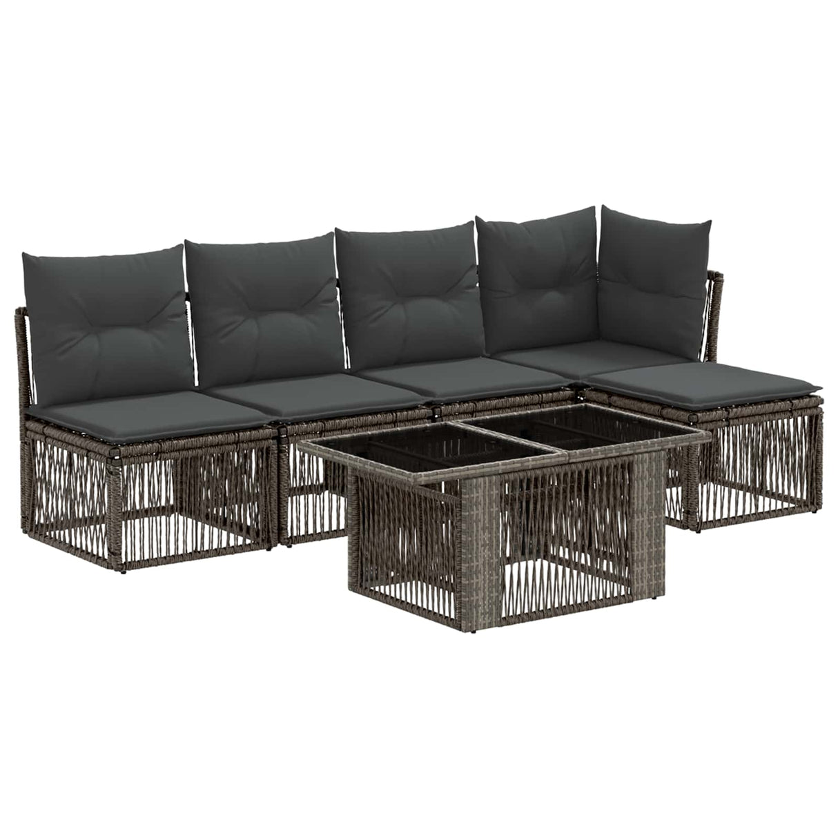 vidaXL Tuinbank Set 6 st Zwart poly rattan