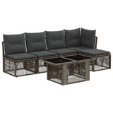 vidaXL Tuinbank Set 6 st Zwart poly rattan