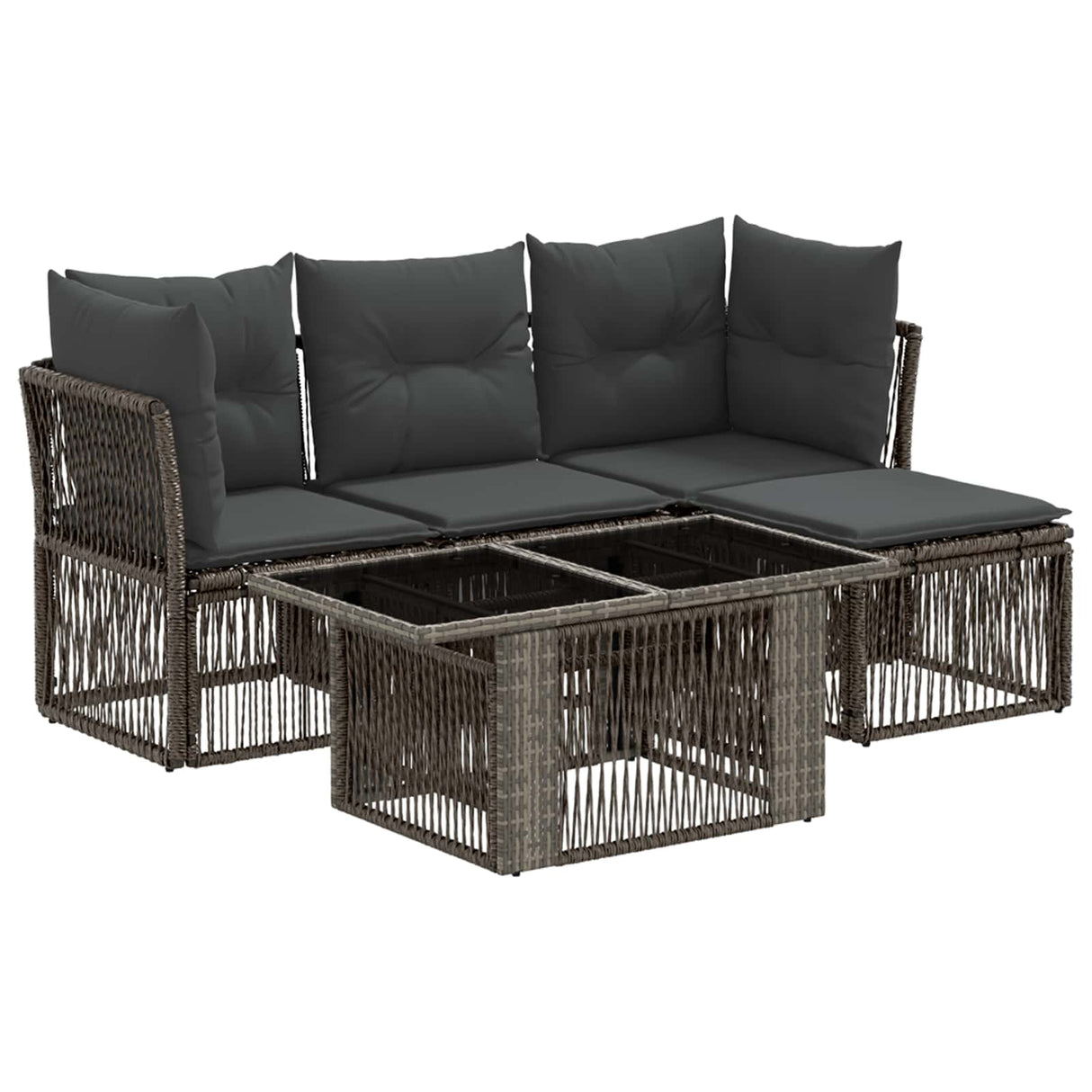 vidaXL Tuinbank Set 5 st Zwart poly rattan