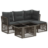 vidaXL Tuinbank Set 5 st Zwart poly rattan