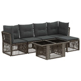 vidaXL Tuinbank Set 6 st Zwart poly rattan