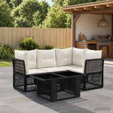 vidaXL Garden Bench Set 5 pcs Black poly rattan
