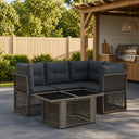 vidaXL Garden Bench Set 5 pcs Black poly rattan