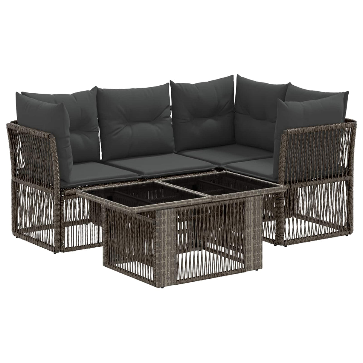 vidaXL Garden Bench Set 5 pcs Black poly rattan