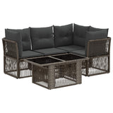 vidaXL Garden Bench Set 5 pcs Black poly rattan