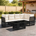 vidaXL Tuinbank Set 6 st Zwart poly rattan