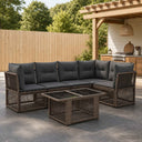 vidaXL Tuinbank Set 6 st Zwart poly rattan