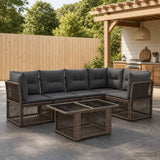 vidaXL Tuinbank Set 6 st Zwart poly rattan