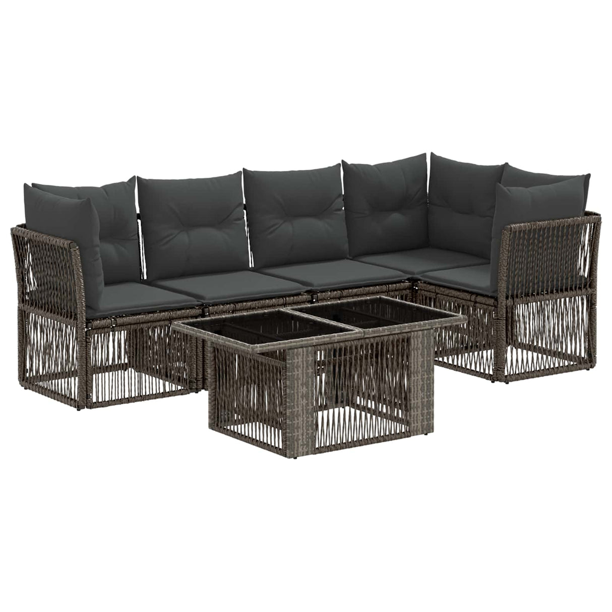 vidaXL Tuinbank Set 6 st Zwart poly rattan