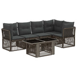 vidaXL Tuinbank Set 6 st Zwart poly rattan