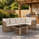 vidaXL Tuinbank Set 6 st Zwart poly rattan