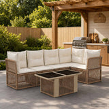 vidaXL Tuinbank Set 6 st Zwart poly rattan
