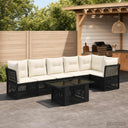 vidaXL Garden Sofa Set 7 pcs Black Poly Rattan