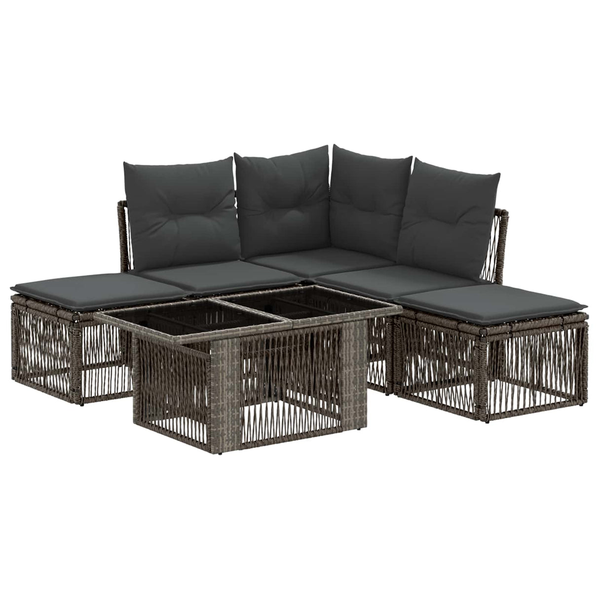 vidaXL Tuinbank Set 6 st Zwart poly rattan