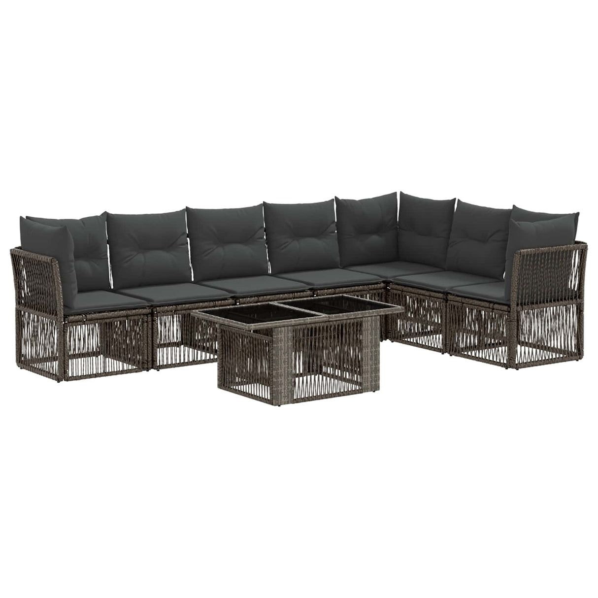 vidaXL Tuinbank Set 8 st Zwart poly rattan