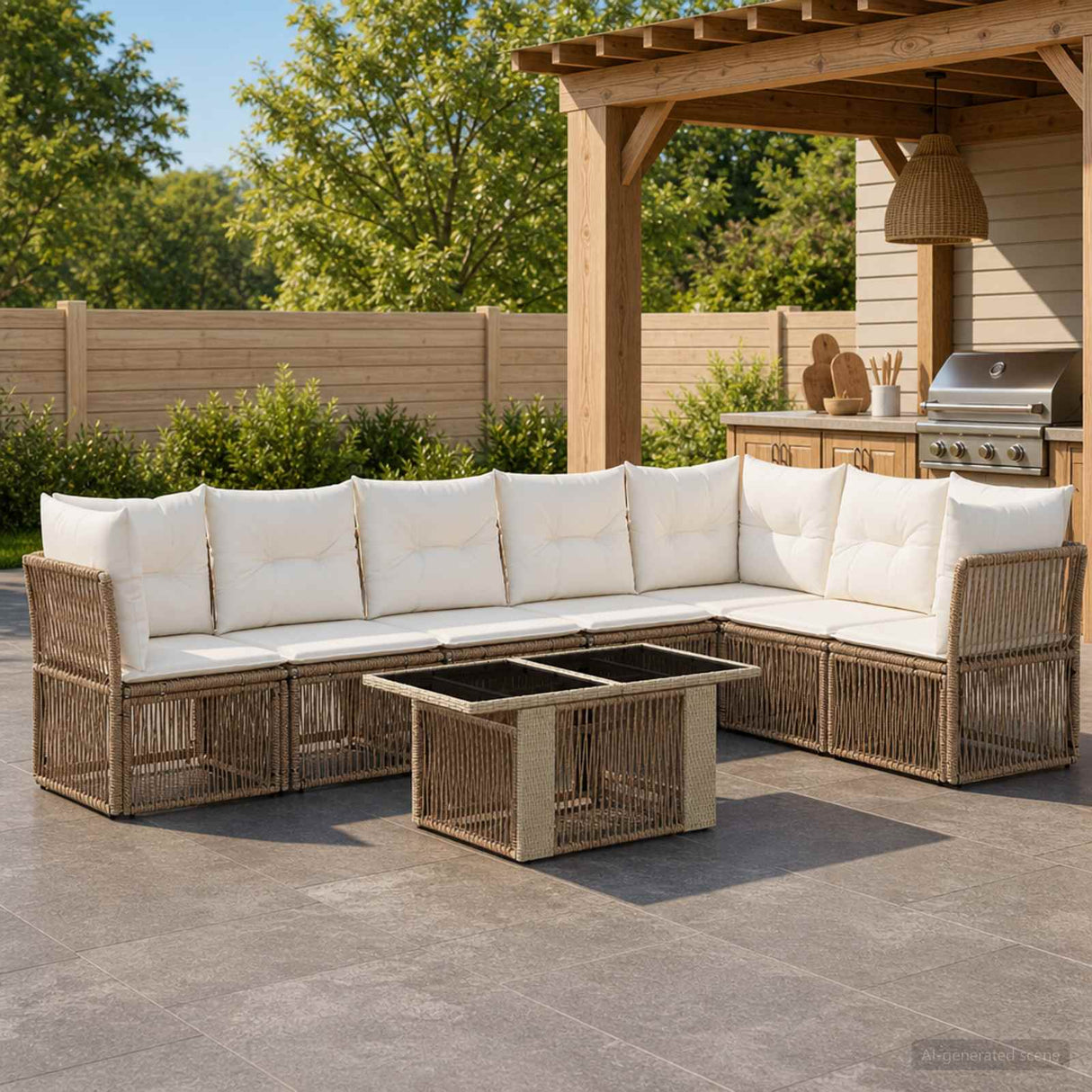 vidaXL Tuinbank Set 8 st Zwart poly rattan