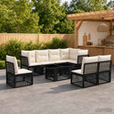 vidaXL Garden Lounge Set 9 pcs Black poly rattan