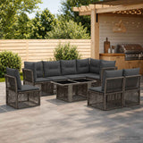 vidaXL Garden Lounge Set 9 pcs Black poly rattan