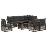 vidaXL Garden Lounge Set 9 pcs Black poly rattan