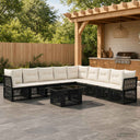 vidaXL Tuinbank Set 10 st Zwart poly rattan