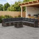 vidaXL Tuinbank Set 10 st Zwart poly rattan