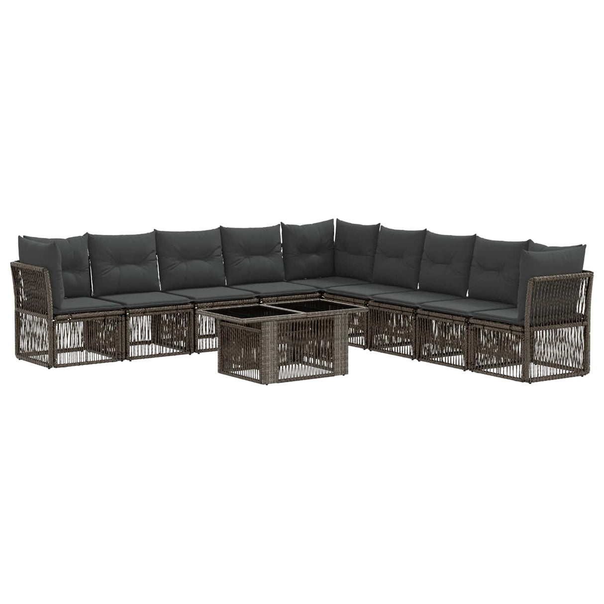vidaXL Tuinbank Set 10 st Zwart poly rattan