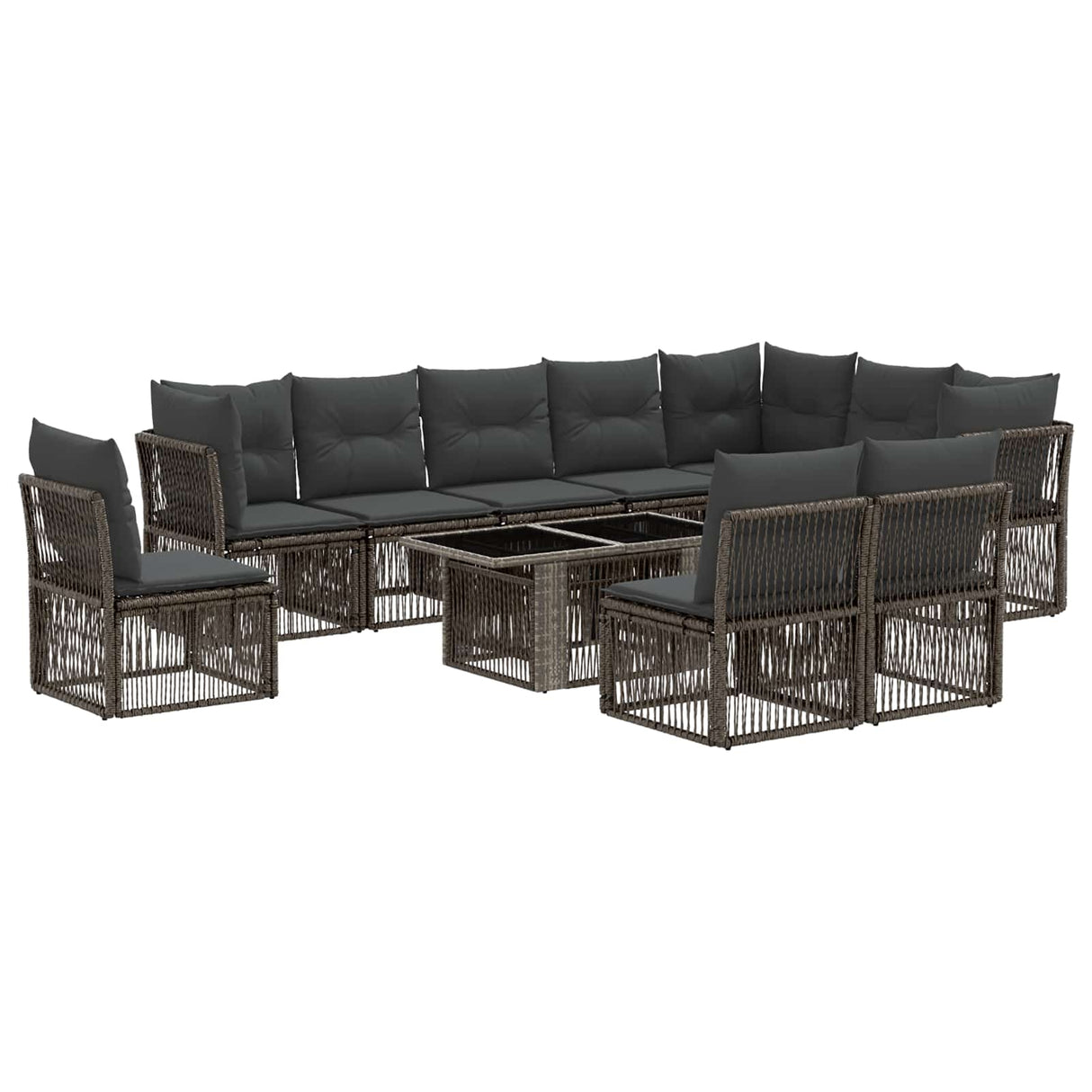 vidaXL Tuinbank Set 11 st Zwart poly rattan