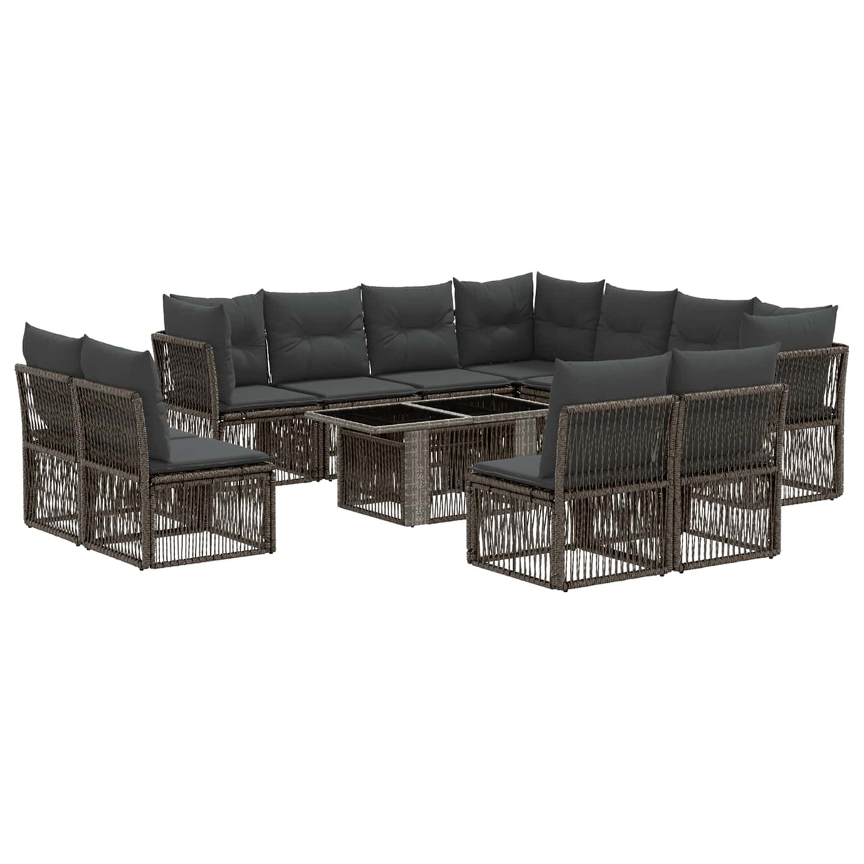 vidaXL Tuinbank Set 12 st Zwart poly rattan