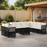vidaXL Tuinbank Set 10 st Zwart poly rattan