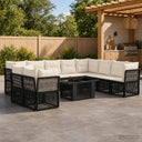 vidaXL Tuinbank Set 11 st Zwart poly rattan