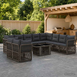 vidaXL Tuinbank Set 11 st Zwart poly rattan