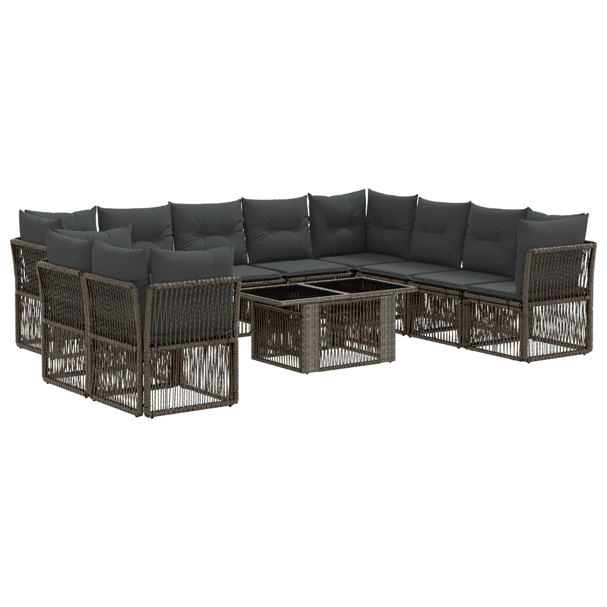 vidaXL Tuinbank Set 11 st Zwart poly rattan