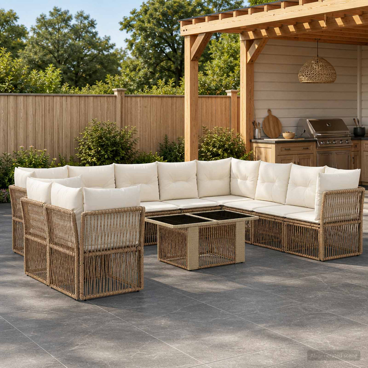 vidaXL Tuinbank Set 11 st Zwart poly rattan