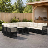 vidaXL Garden Sofa Set 12 pcs Black poly rattan