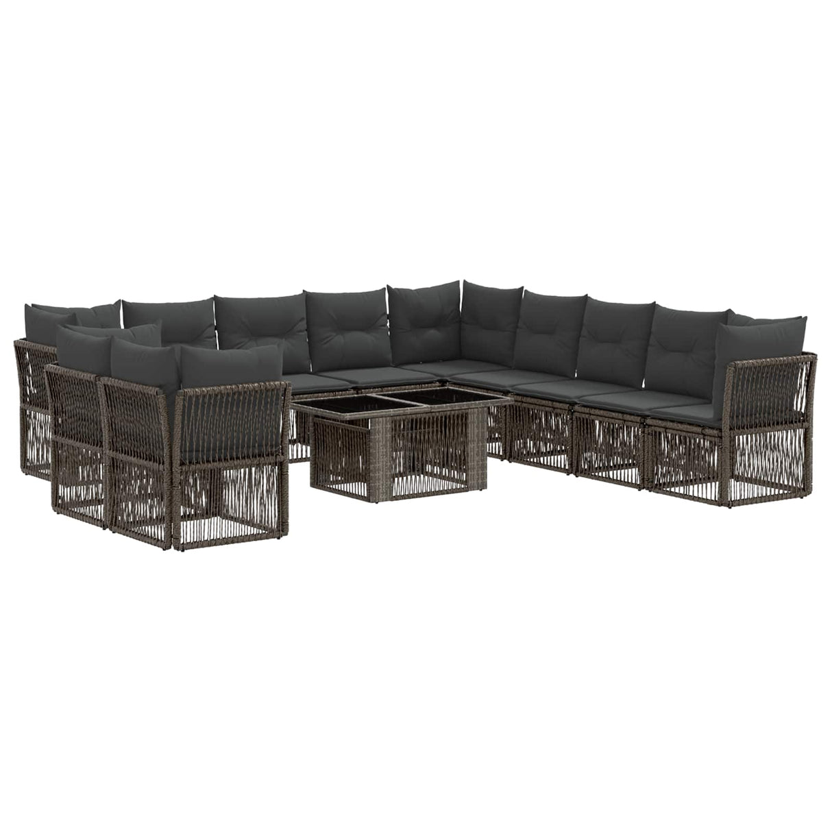 vidaXL Garden Sofa Set 12 pcs Black poly rattan