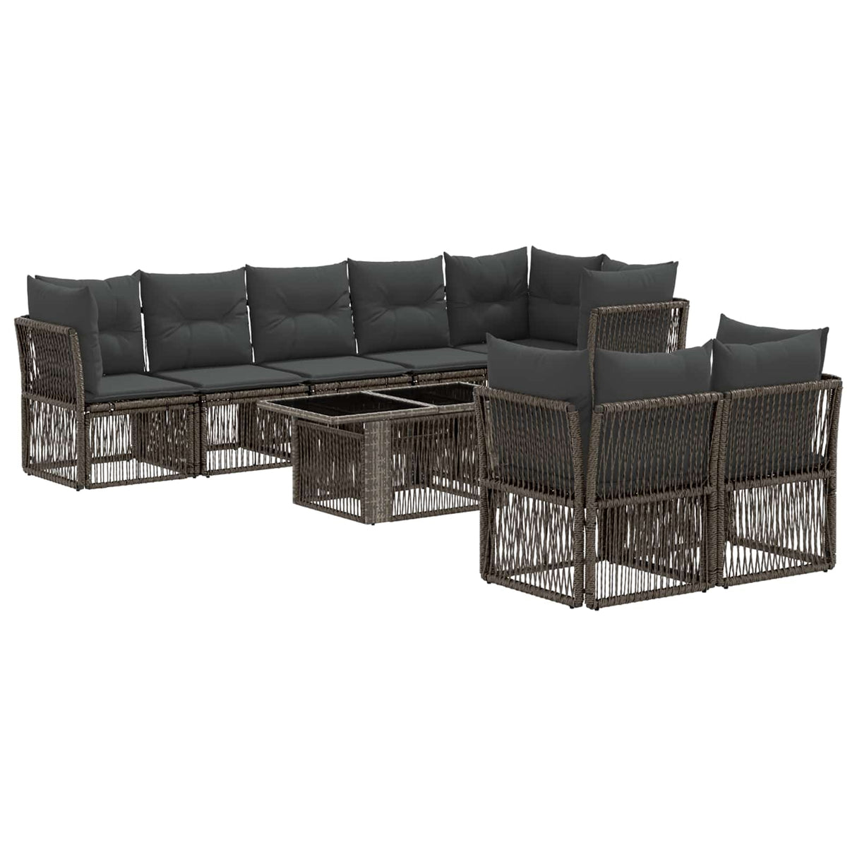 vidaXL Tuinbank Set 8 st Zwart poly rattan