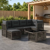vidaXL Tuinbank Set 7 st Zwart poly rattan
